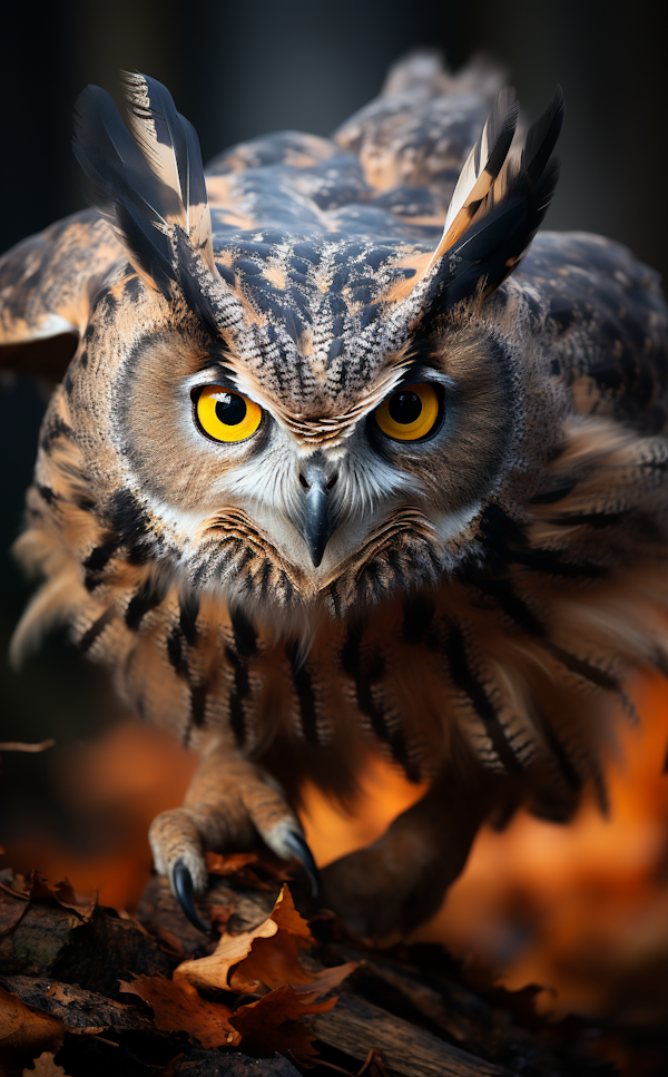 Intense Gaze of the Autumnal Owl