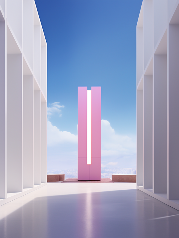 Futuristic Serenity with Pink Monolith