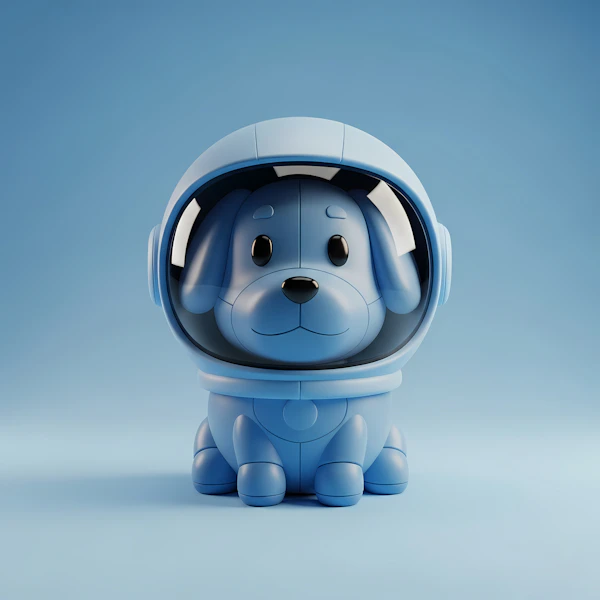 Blue Space Dog Illustration