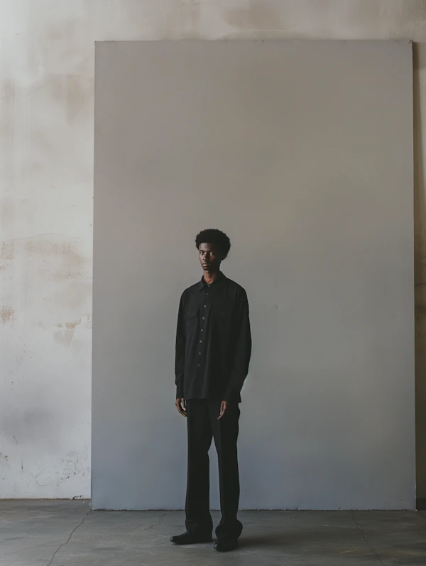 Contemplative Young Man Against a Plain Background