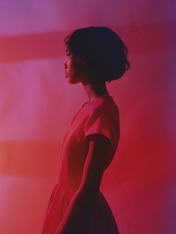 Portrait of Serene Woman in Red