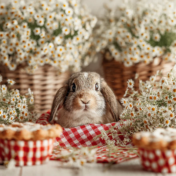 Rabbit and Daisies Scene