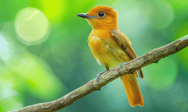 Vibrant Orange Bird on Branch