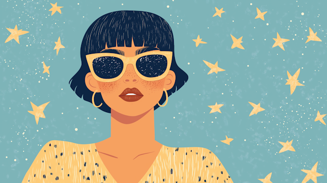 Stylized Person with Starry Sunglasses