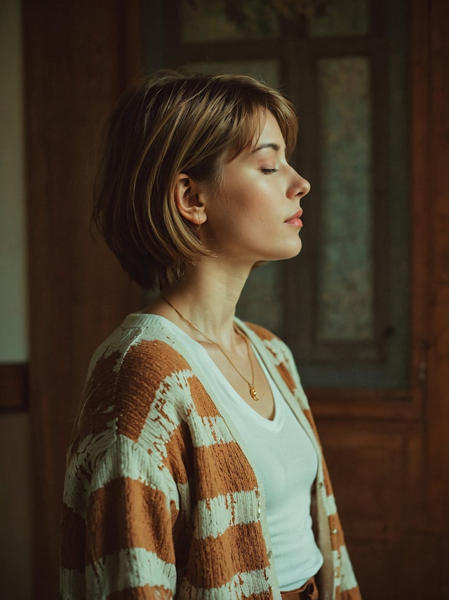 Serene Profile of a Young Woman