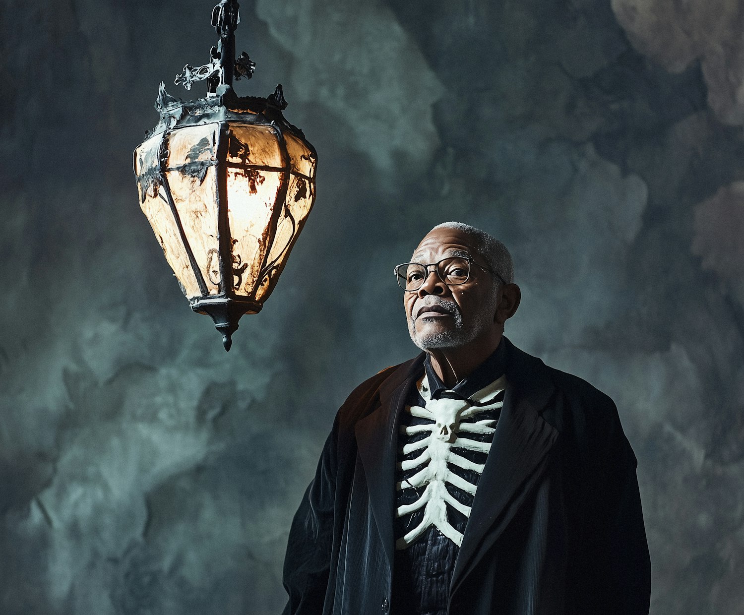 Elderly Man with Vintage Lantern