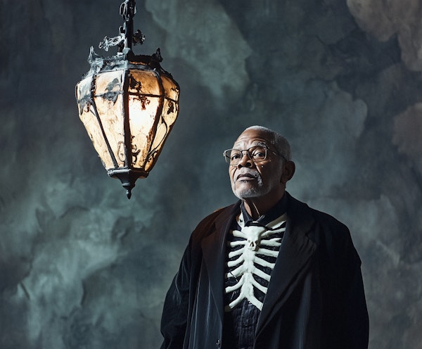 Elderly Man with Vintage Lantern