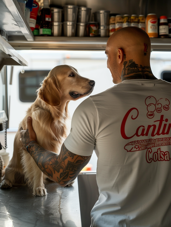 Affectionate Moment Inside Food Truck