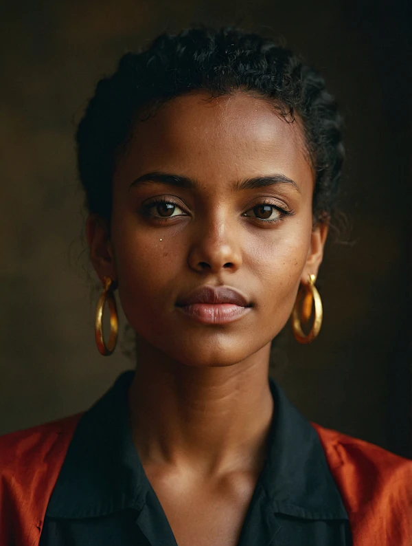 Portrait of a Woman with Gold Hoop Earrings