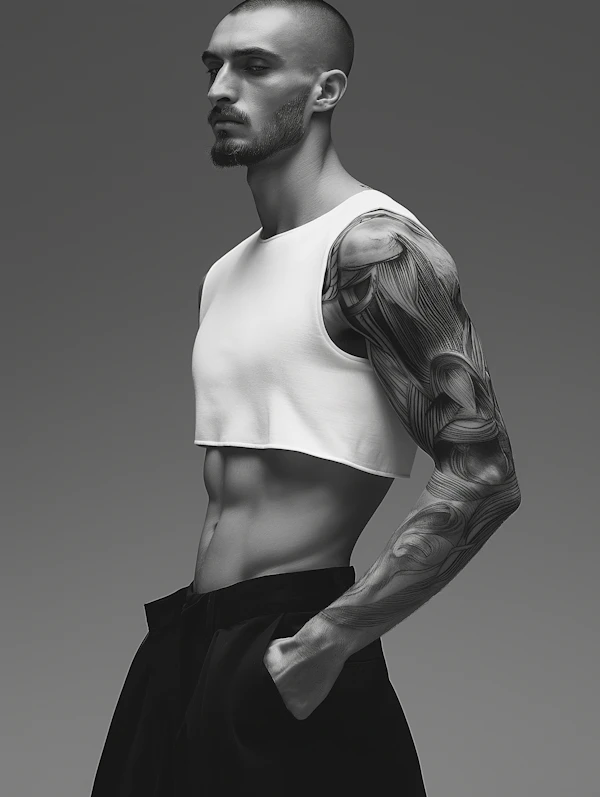 Muscular Male Profile with Tattoo