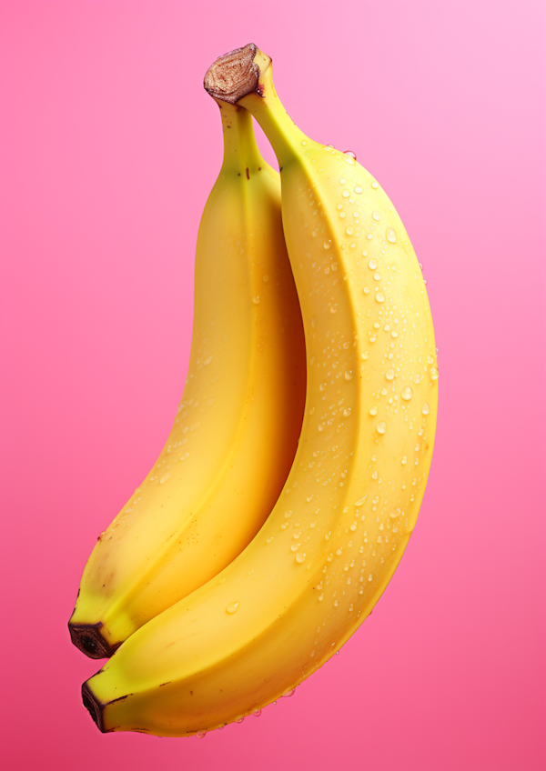 Vividly Fresh Bananas on Pink