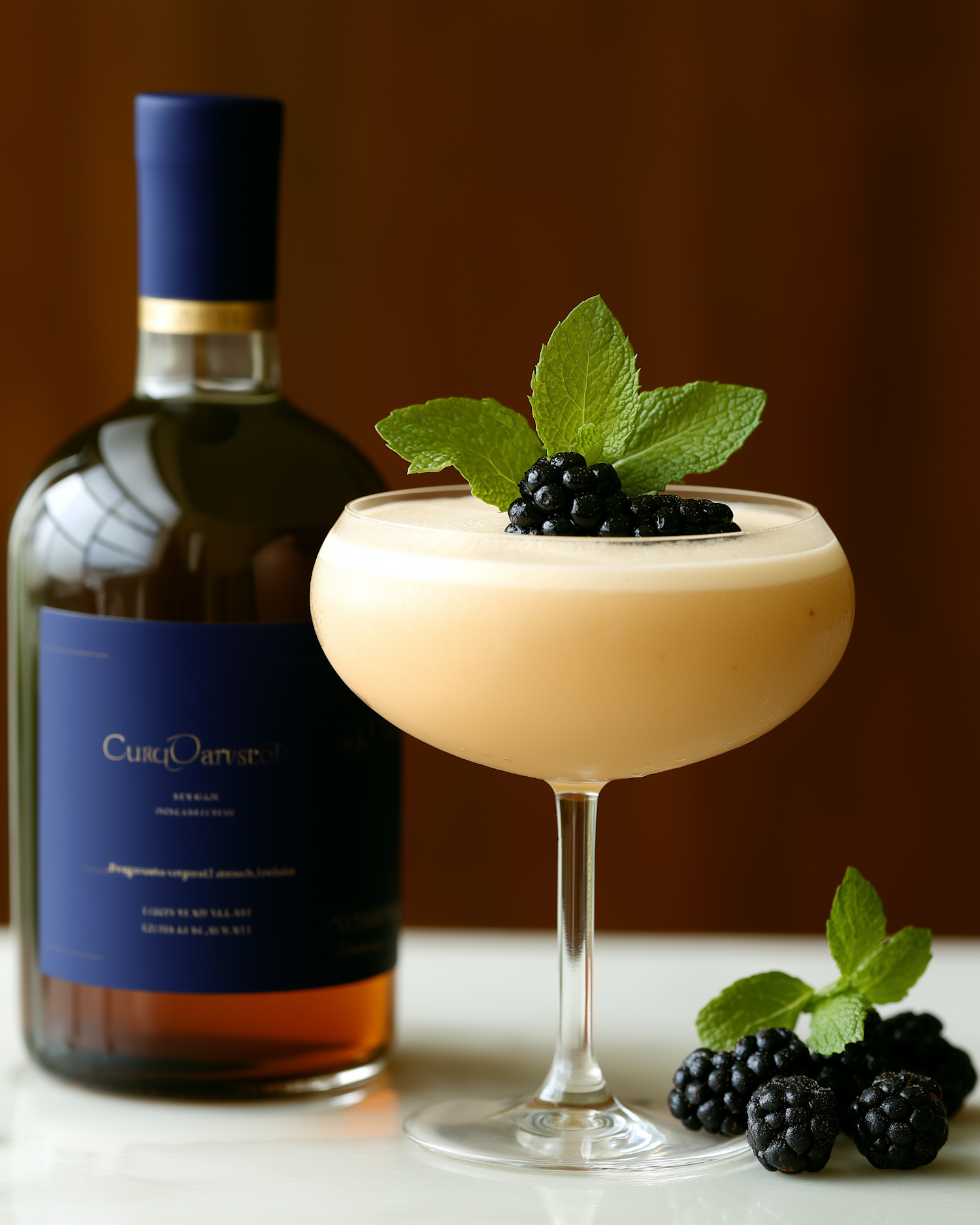 Sophisticated Cocktail with Blackberries and Mint