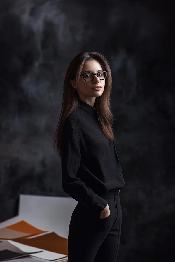 Young Woman in Black Outfit