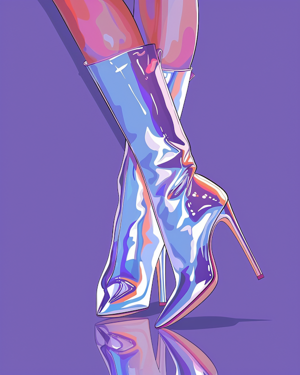 Colorful Metallic High-heeled Boots