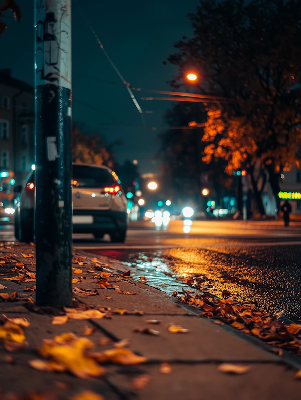 Autumn Urban Night Scene
