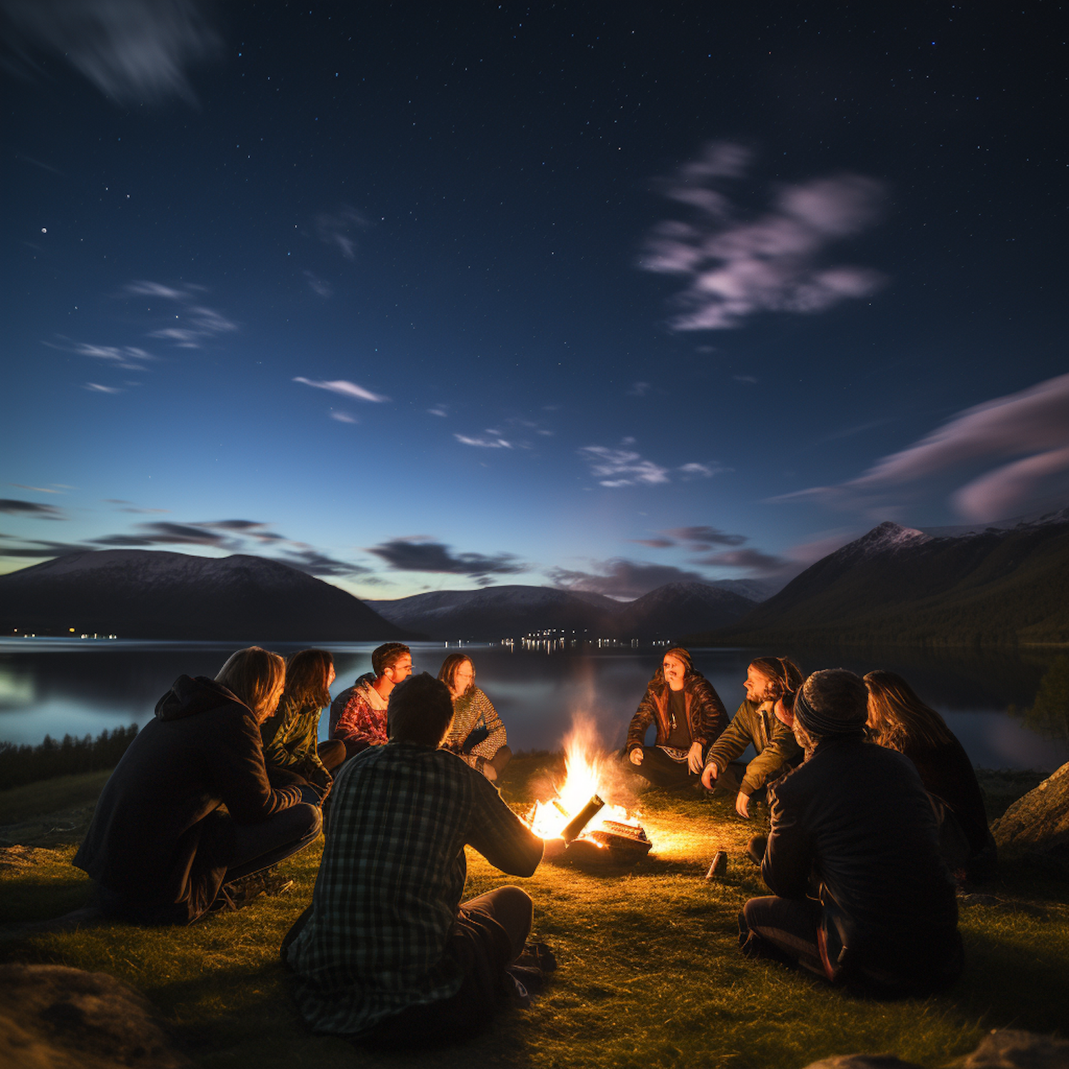 Twilight Campfire Gathering