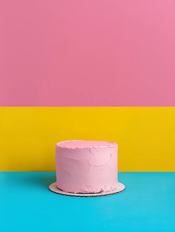 Pink Cake on Vibrant Background