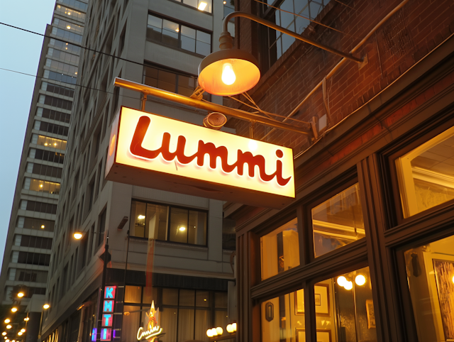 Lummi Neon Sign at Twilight