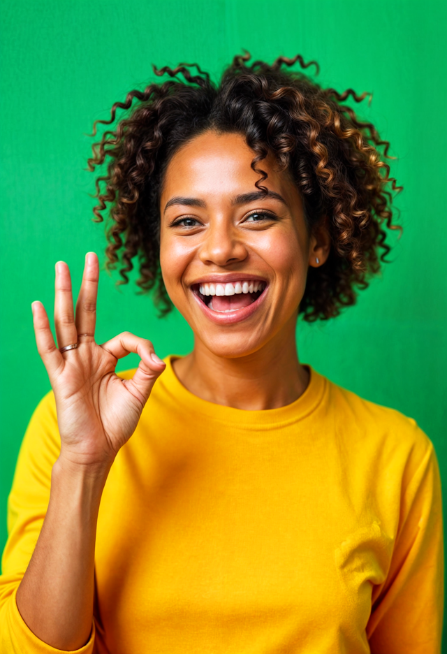 Joyful Person with OK Gesture