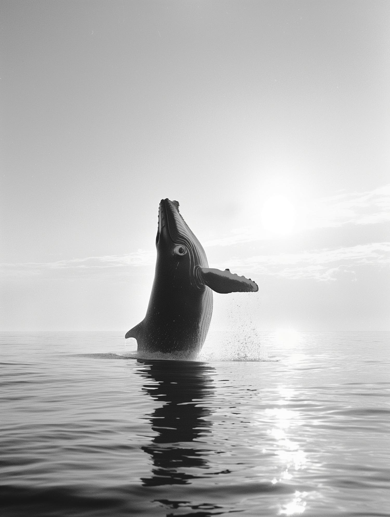 Breaching Humpback Whale at Sunset