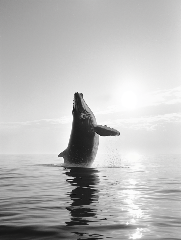 Breaching Humpback Whale at Sunset