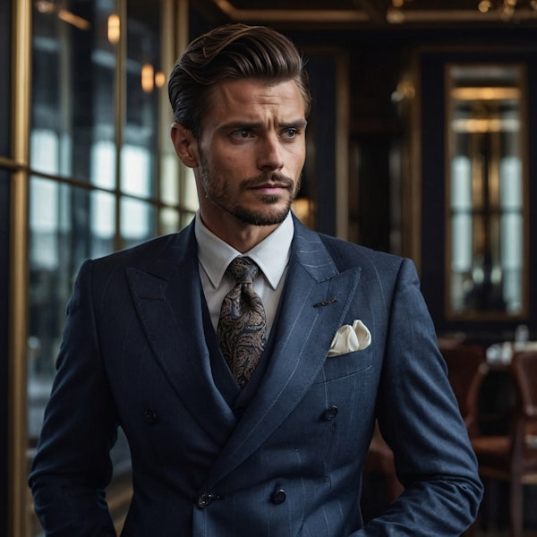 Sophisticated Man in Blue Suit