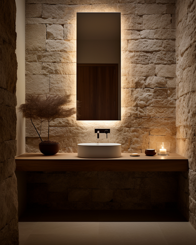 Earthy Elegance: A Tranquil Minimalist Bathroom Retreat