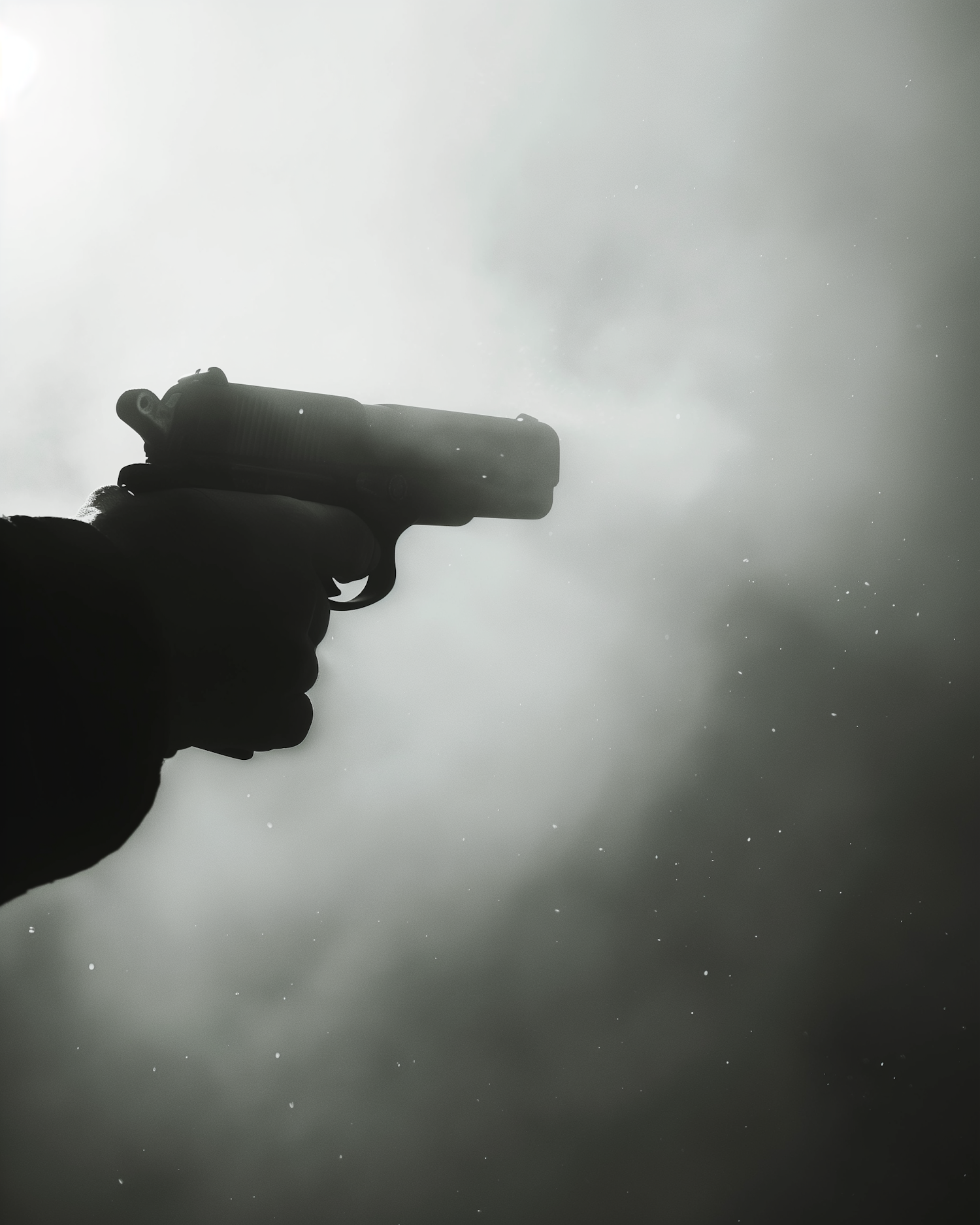 Handgun Against a Cloudy Sky