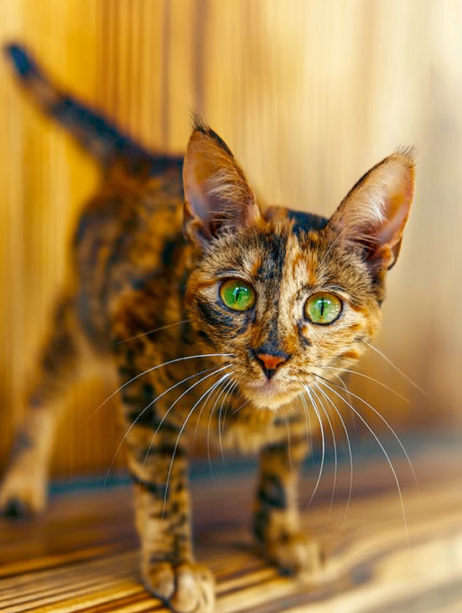 Close-up of a Vibrant Green-eyed Cat