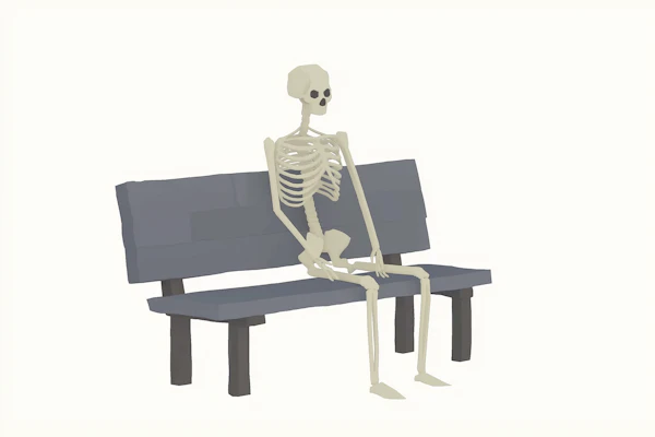 Skeleton on a Bench