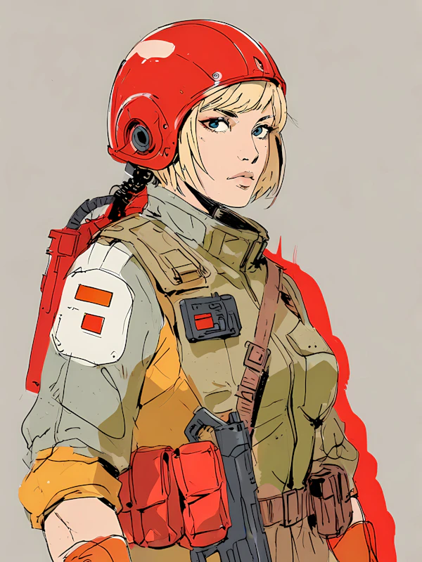 Female Aviator in Military Attire