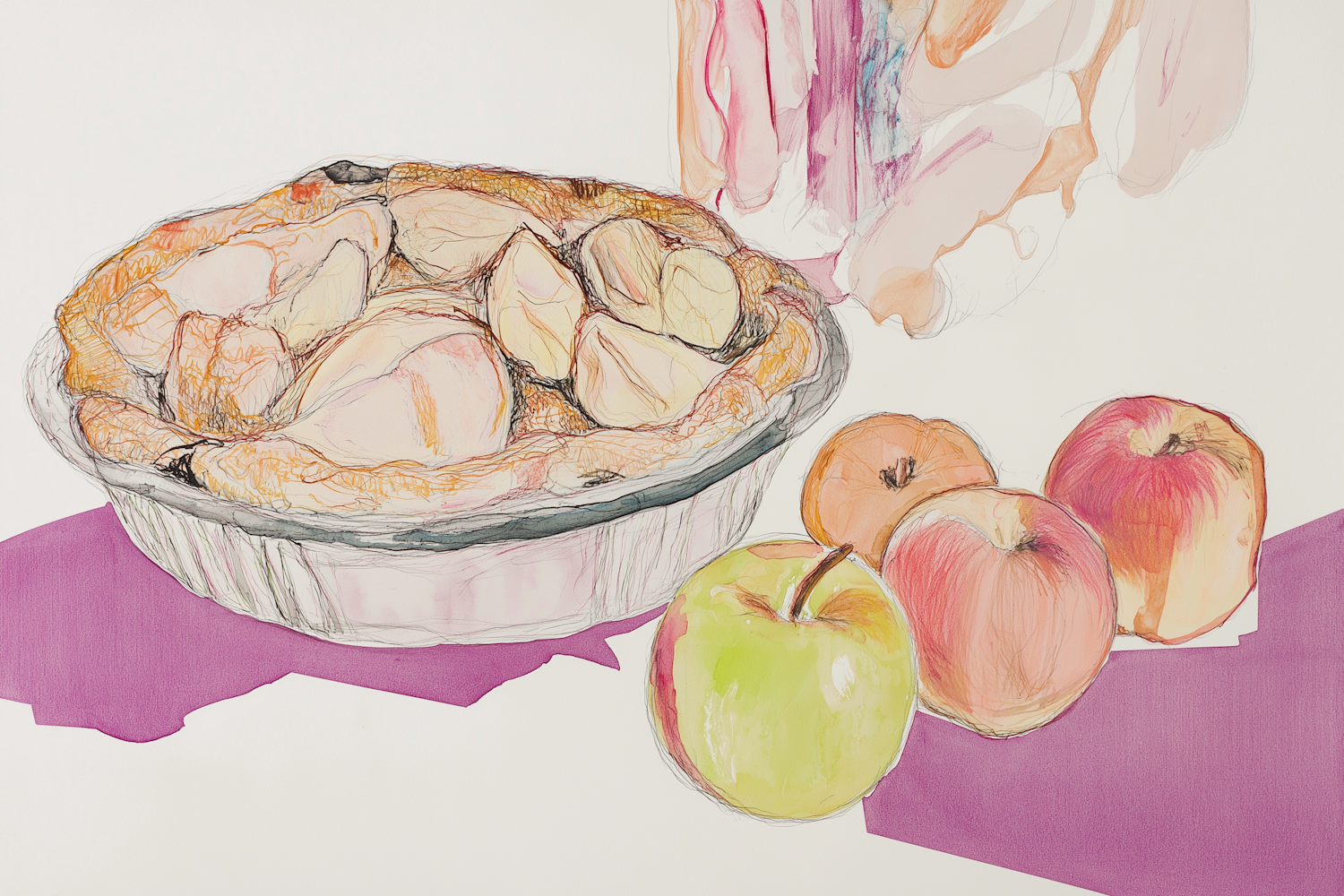 Apple Pie and Apples Illustration