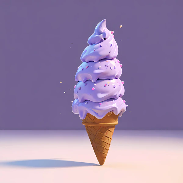 Whimsical Purple Ice Cream Cone