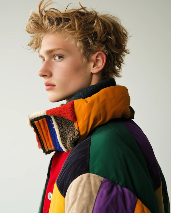 Portrait of a Young Person in Patchwork Jacket
