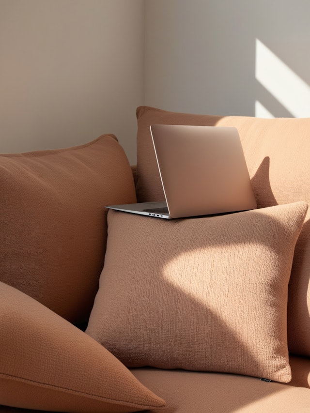 Modern Laptop on Cushions