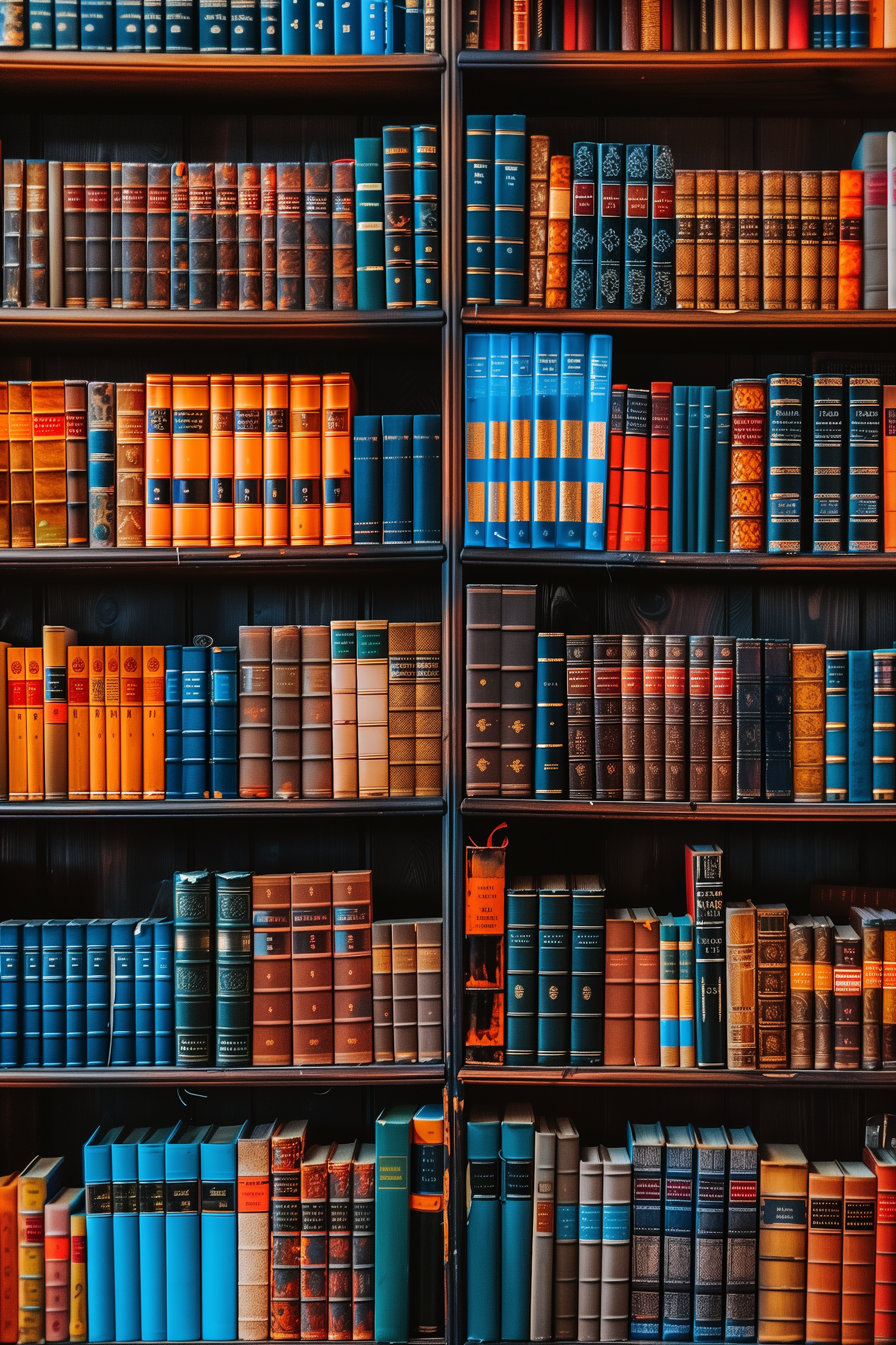 Colorful Library Bookshelves