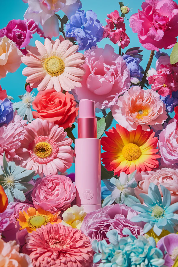 Pink Bottle with Flowers