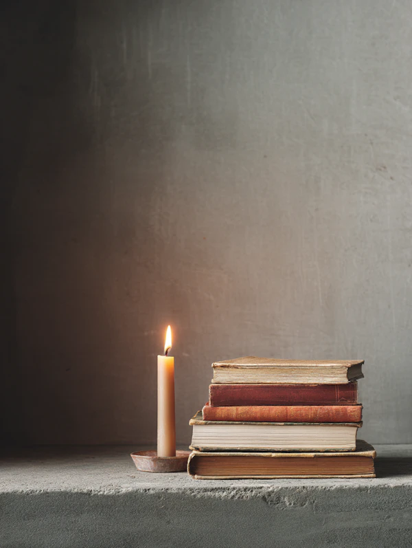 Vintage Books and Candle