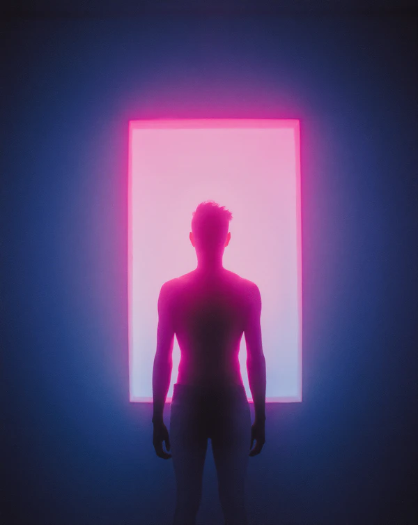 Silhouette and Neon Glow