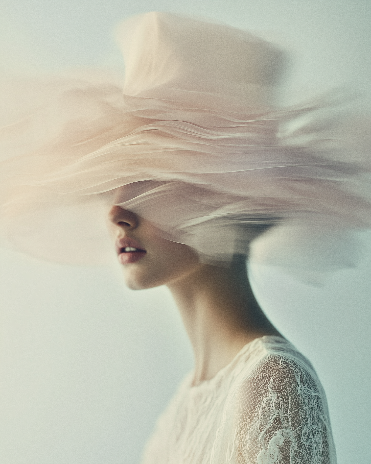 Ethereal Woman with Flowing Hat