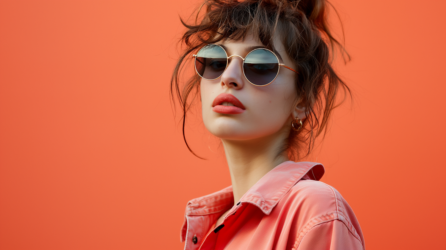 Young Woman with Gold-Rimmed Sunglasses