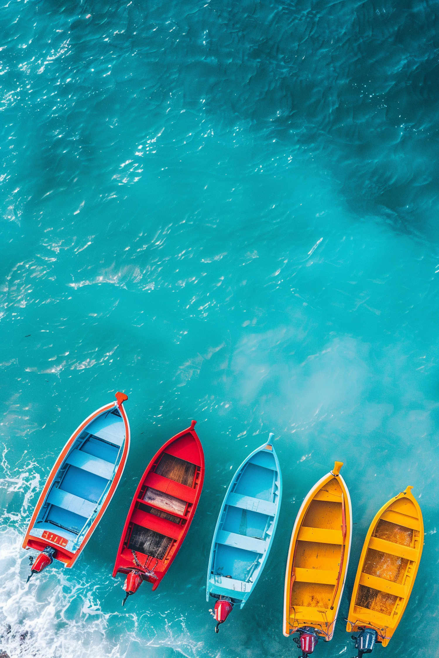 Colorful Boats on Turquoise Sea