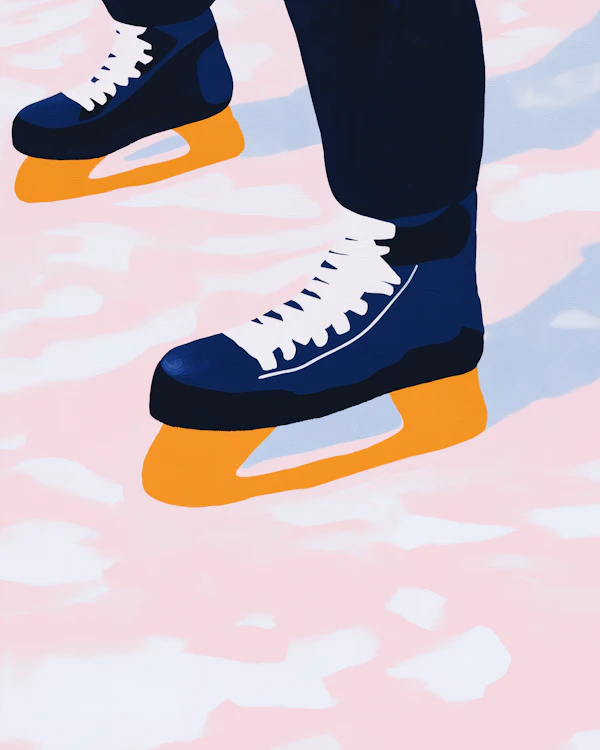 Close-up of Ice Skates on Textured Surface