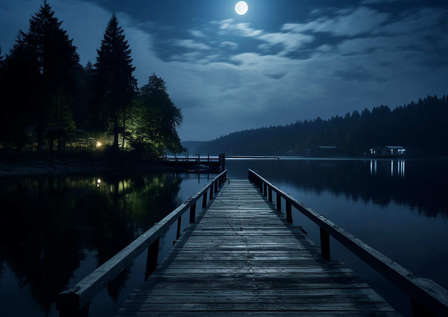 Tranquil Moonlit Dock