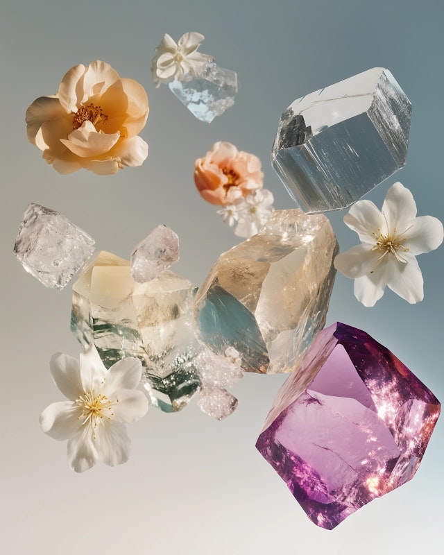 Floating Flowers and Crystals