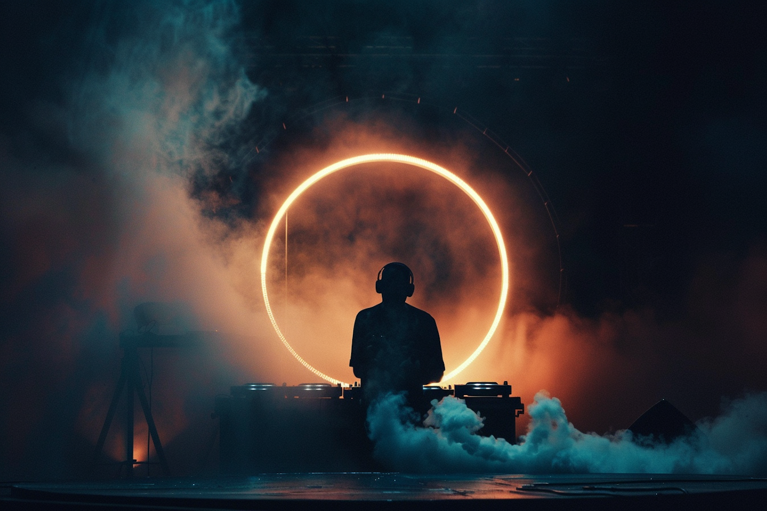 Silhouetted DJ Performance