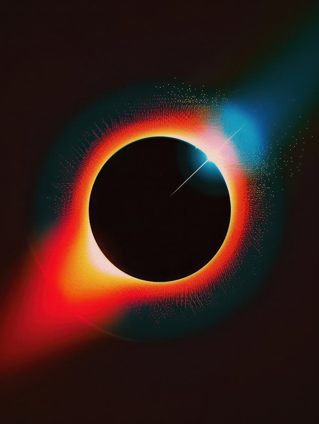 Solar Eclipse with Vibrant Halo