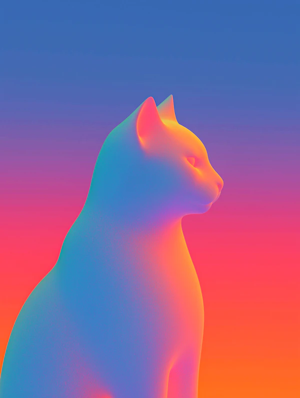 Neon Gradient Cat