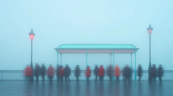 Foggy Promenade Scene