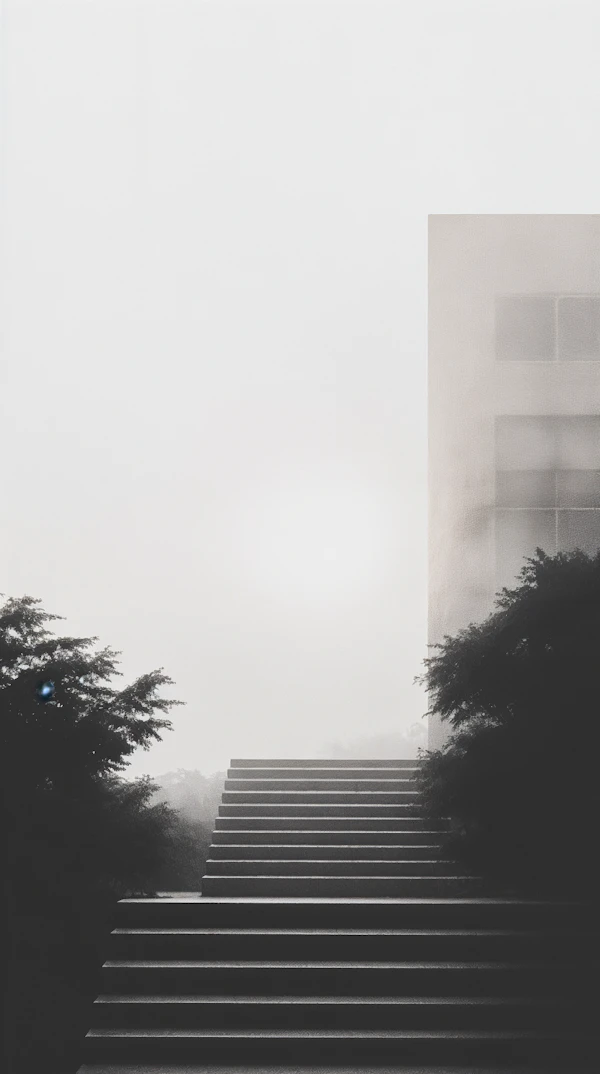 Misty Stairs and Foliage